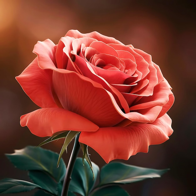 a red rose with a dark background and a light behind it