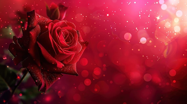 Red Rose with Sparkling Background