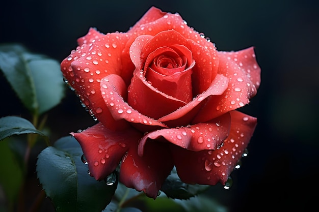 red rose with water drops Generative AI