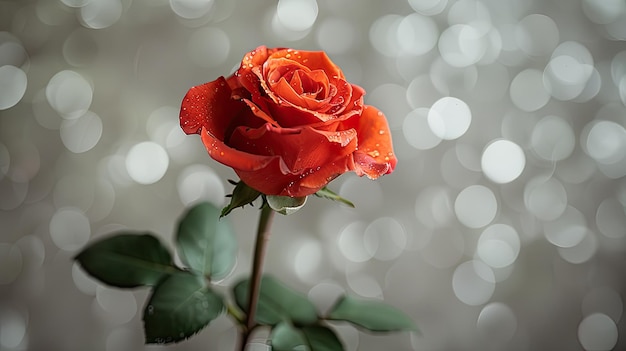 Red rose with water drops HD 8K wallpaper Stock Photographic Image