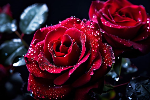 a red rose with water drops on it