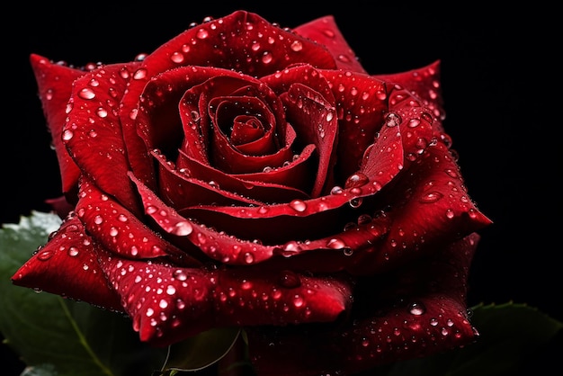 A red rose with water drops on it