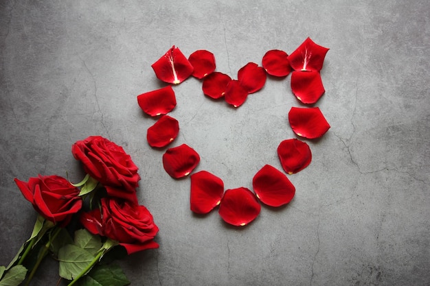 Red roses on a gray background Card for Valentines Day March 8