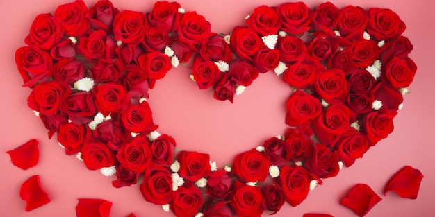 Red roses in a heart shape