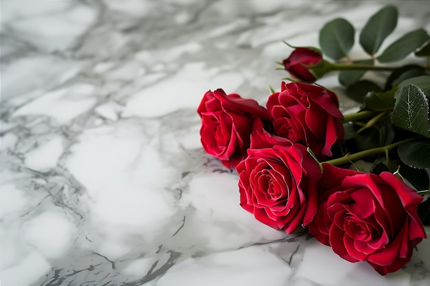 Red Roses on Marble Table 2