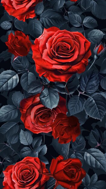 Red roses with dark background