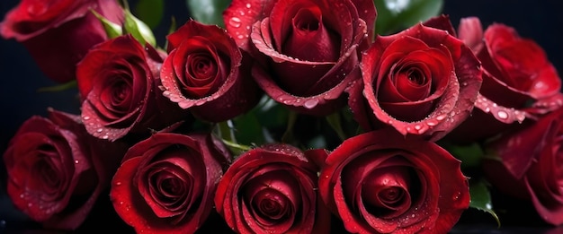 red roses with water drops on them