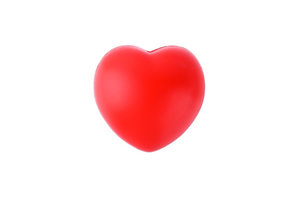 Red rubber heart isolated on white background