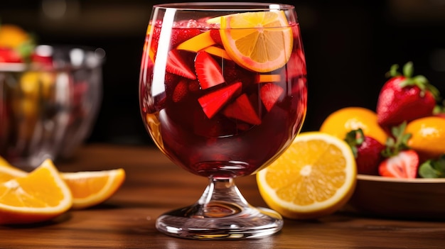 Photo red sangria glass