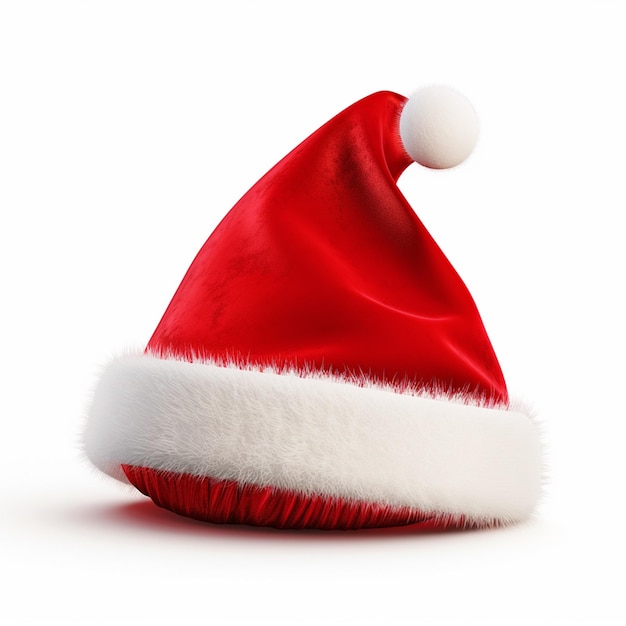 Red Santa Claus cap on a white background