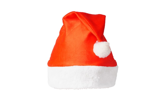 Red Santa Claus hat isolated on white background. party hat