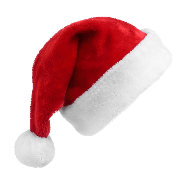 Red Santa Claus hat isolated on white