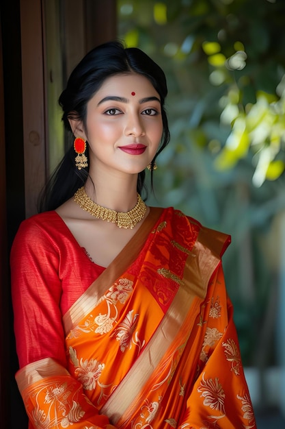 Red saree Indian Girl