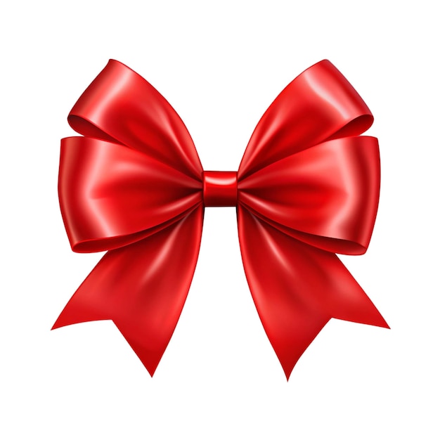 Red Satin Bow Isolated on White Background