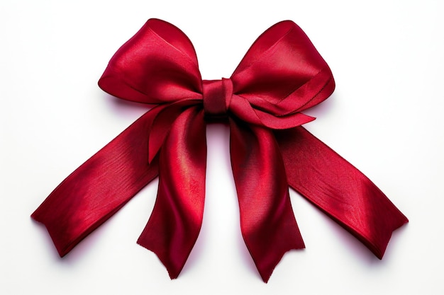 Red satin bow on white background Isolated