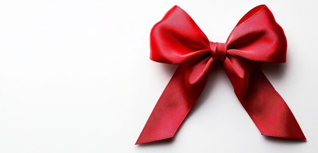 Photo red satin bow on white background a single red satin bow tied on a plain white background s