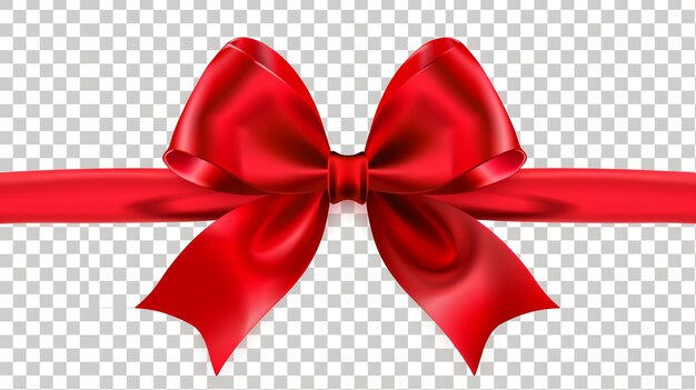 Photo red satin bow with ribbon on a transparent background