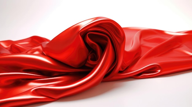 A red satin fabric is shown in this image.