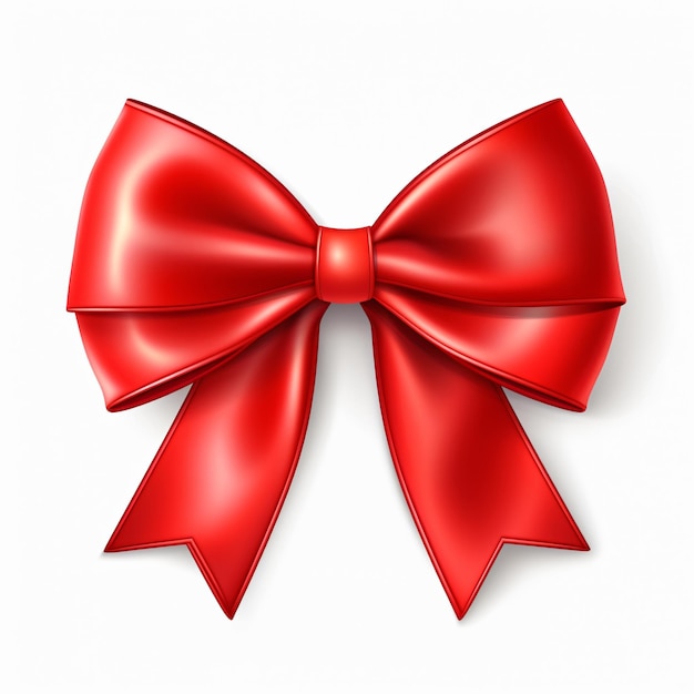 Red satin ribbon and bow isolated on white background