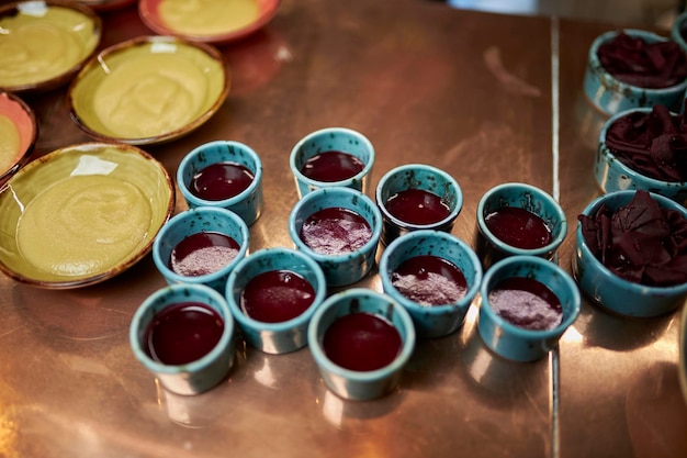 Red sauce in small saucepans Snack