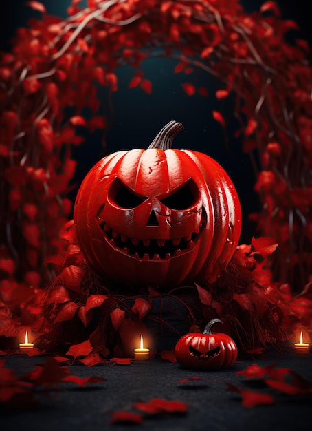 Red scary halloween pumpkin