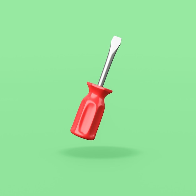 Red Screwdriver on Green Background