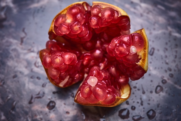 Red seeds of pomegranate