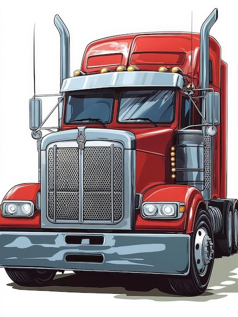 Red Semi Truck Illustration