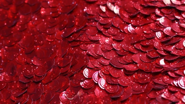 Red sequins textile background Generative AI