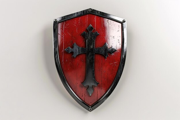 Photo a red shield with a black cross on it