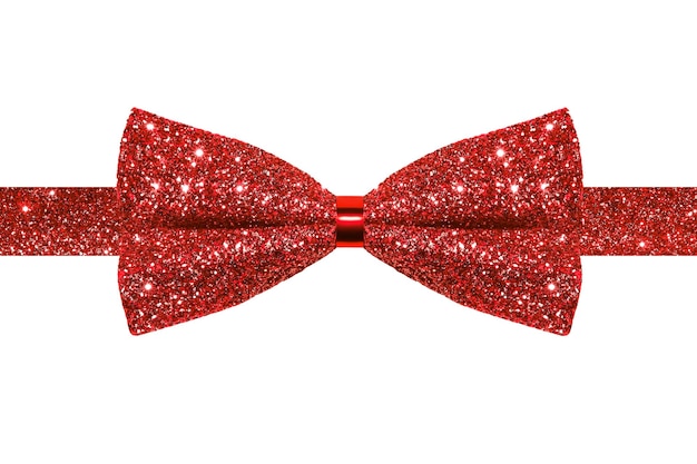 Red shiny bow isolated on white background red shiny ribbon