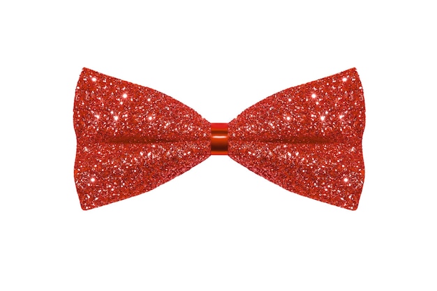 Red shiny bow isolated on white background