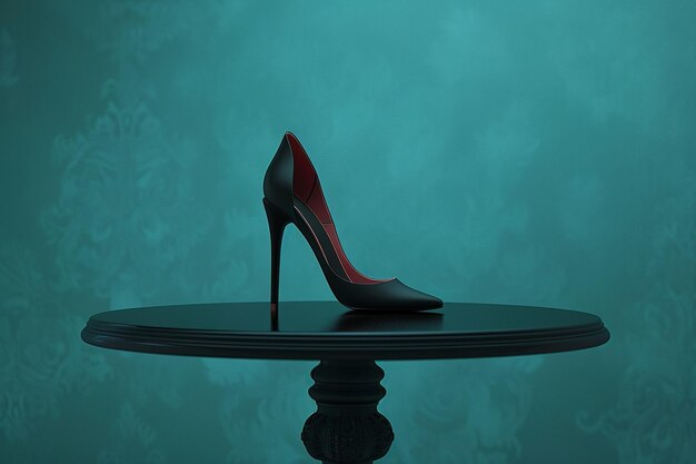 Photo a red shoe on a table with a blue background