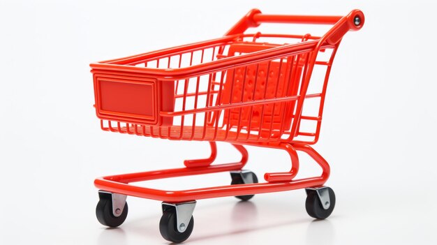 Red Shopping Cart on White Background On a White or Clear Surface PNG Transparent Background