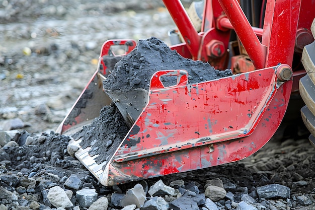 Photo a red shovel is in the gravel with the red paint