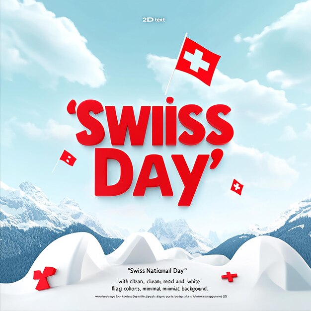 Photo red sign snowy mountains swiss national day