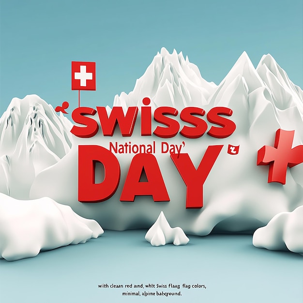 Photo red sign snowy mountains swiss national day