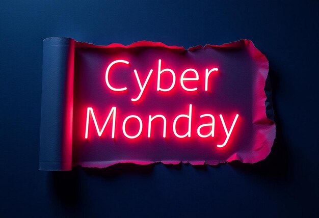 Photo a red sign that says cyber monday on it