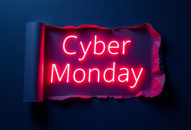 Photo a red sign that says cyber monday on it