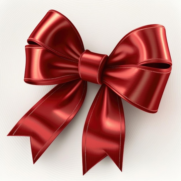 Red Silk Bow on White Background Illustration Generative AI