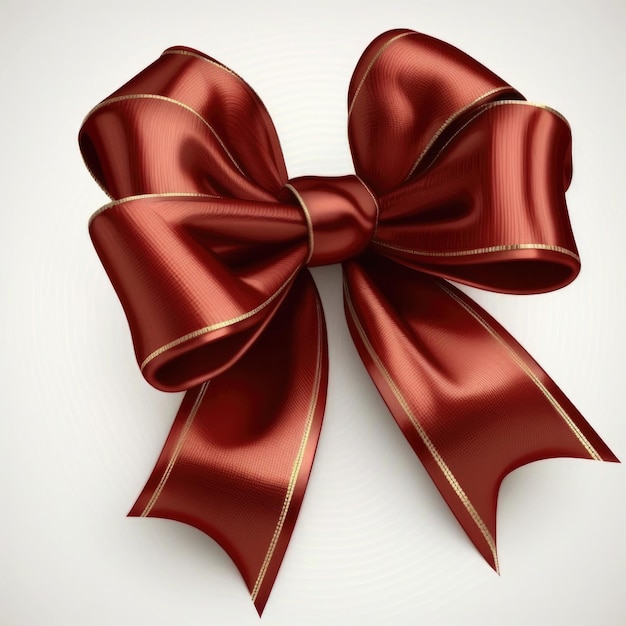 Red Silk Bow on White Background Illustration Generative AI