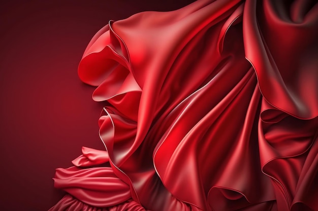 Red silk of fabric background luxury texture Generative ai