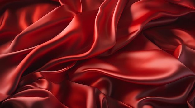 A red silk fabric that is rolled up and is very clean.