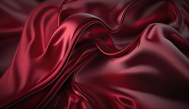 Red silk fabric with a soft soft wave of light.