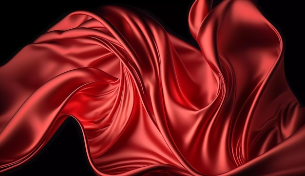 Red silk fabric with a soft wave of silk.