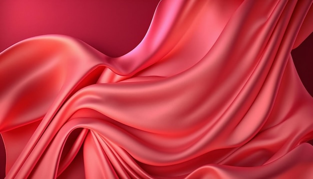 Red silk fabric with a soft wave.