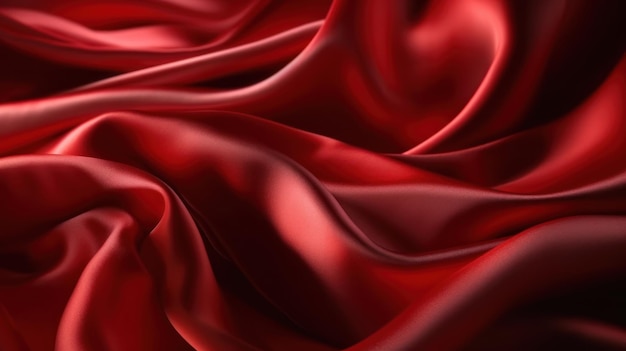 Red silk fabric with a white background