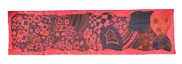 Red silk scarf with abstract pattern isolated