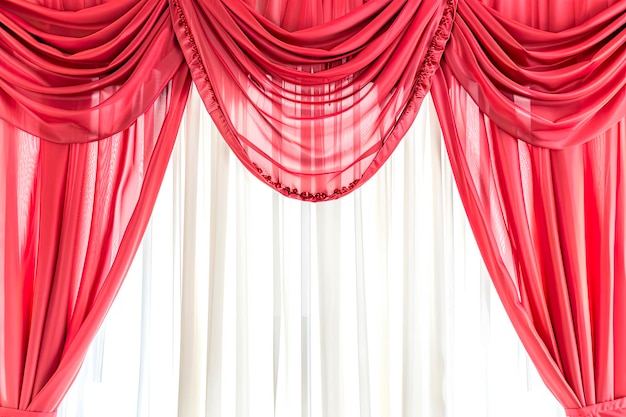 red silk theatre curtains opened blank mockup space