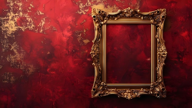 Red silkcovered wooden photo frame isolated by Generative AI